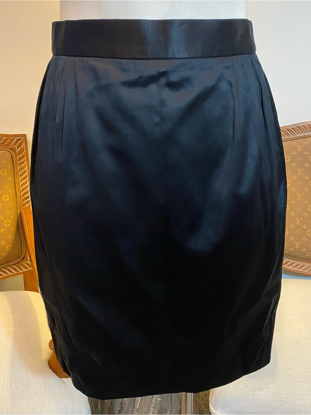 Escada Black Cotton Sateen Women's Mini Pencil Skirt Size 4 Office Workwear Y2K